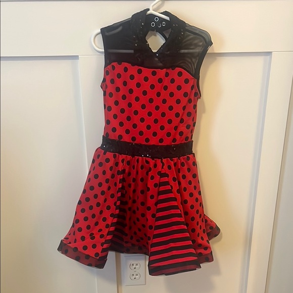 Weissman Red and Black Dance Costume with Polka Dots - Picture 1 of 3